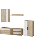 Juego de 4 Modulos Altos para Multimedia, Armarios de Pared para Dispositivos y Accesorios, Acabado Sonoma