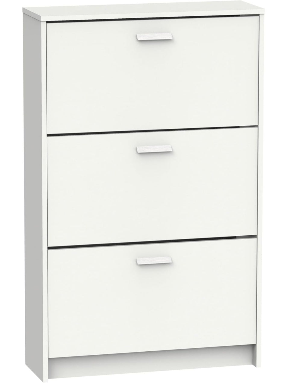 Zapatero compacto de tres puertas para recibidor en color blanco con capacidad para 18 pares