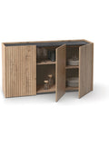 Aparador Buffet de 140 cm con 3 Puertas, Mueble de Almacenaje Moderno para Cocina, Oficina o Salon, Negro y Roble