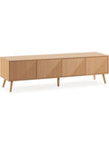 Banco para TV de cuatro puertas en acabado roble, ideal para salon contemporaneo, 160 cm