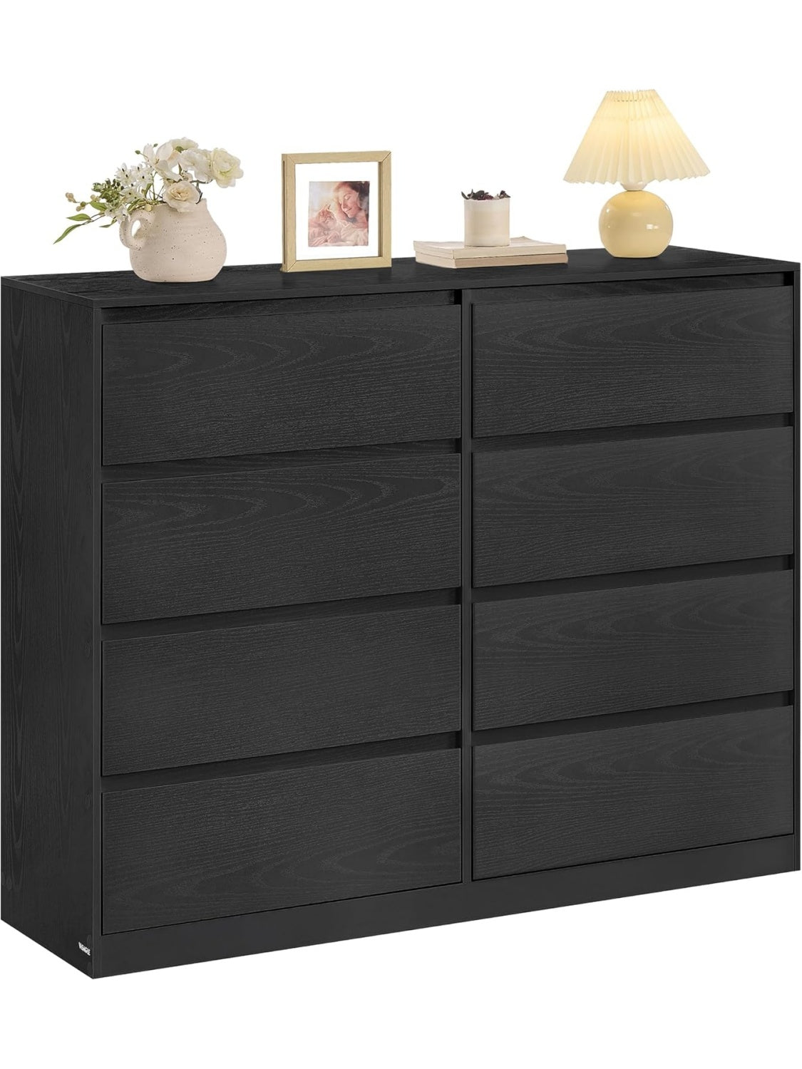 Comoda de Gran Capacidad con 8 Cajones, Mueble de Almacenaje para Dormitorio o Salon, Negro, 119.4 x 40 x 97.5 cm