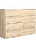 Cajonera de 8 Cajones para Dormitorio, Comoda Moderna de Gran Capacidad en Acabado Sonoma